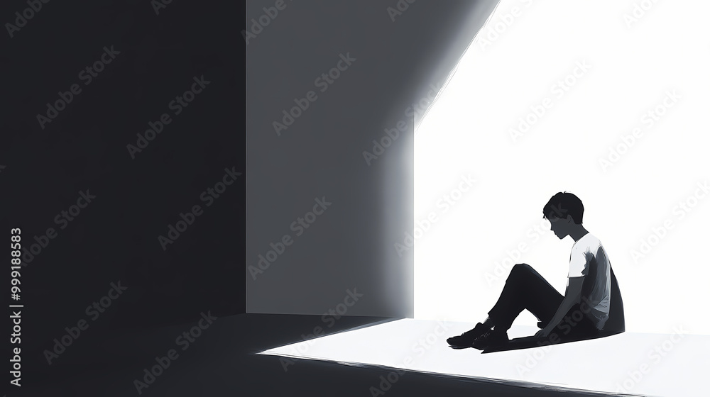 Obraz premium Minimalism style with chiaroscuro effect. Chiaroscuro. Illustration
