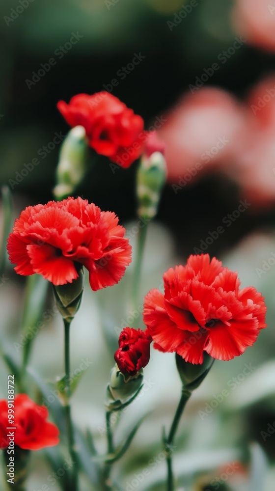 Close-up photo of red carnation flowers Close-up photo of red carnation flowers