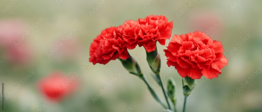 Close-up photo of red carnation flowers