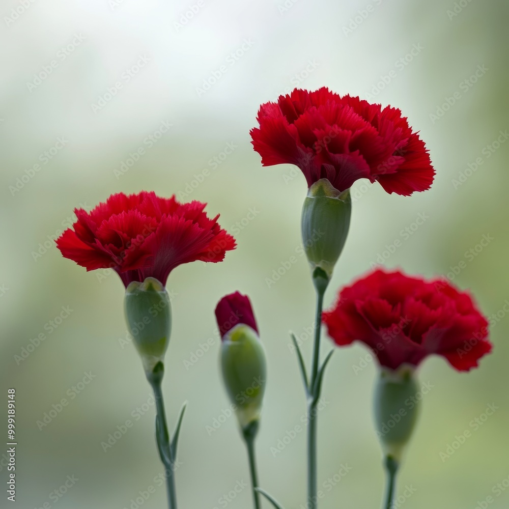 Obraz premium Close-up photo of red carnation flowers