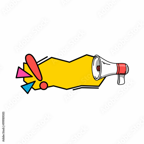 discount banner vector with megaphone. Banner announcing mega discount with half price reduction. Special offer with 50 percent off advertisement. Promotion poster template megaphone vector.