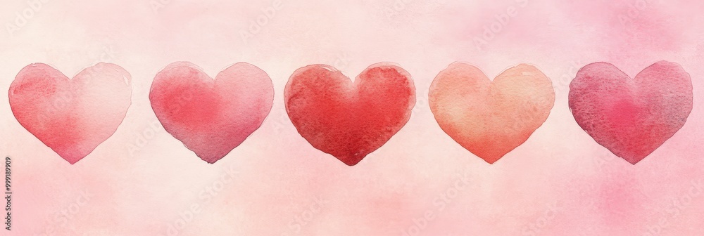 watercolor hearts in shades of red watercolor hearts in shades of red