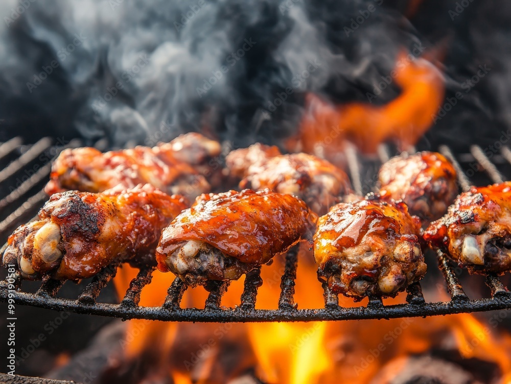 Grilled Chicken Wings on the BBQ. Grilled Chicken Wings on the BBQ.
