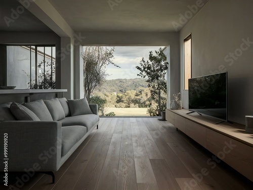 modern living room with fireplace