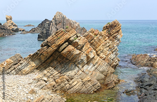 Jeongdongjin, Gangneung-si, Gangwon-do, South Korea - August 26, 2020: Sea rocks of the East Sea near Simgok Port photo