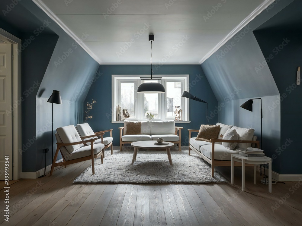 Fototapeta premium modern living room with fireplace