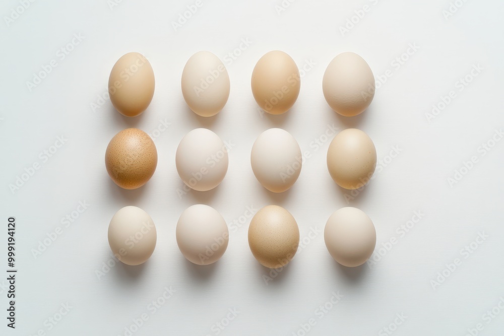 Assortment of fresh eggs on a white background Assortment of fresh eggs on a white background