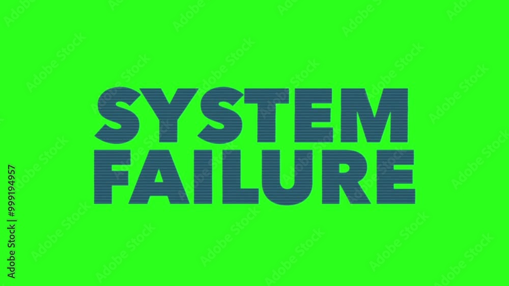 System failure text message animation on a green background and flickering effects System failure text message animation on a green background and flickering effects