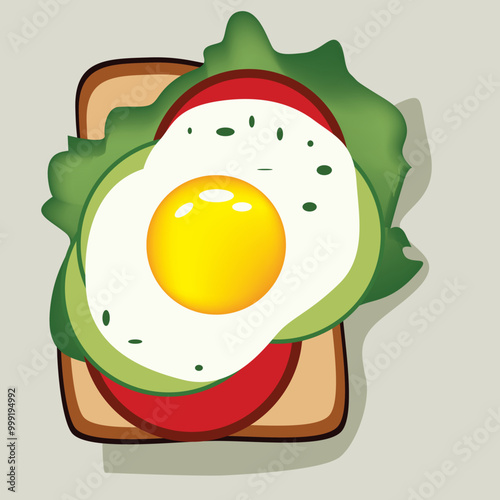 Slice of bread with fried egg