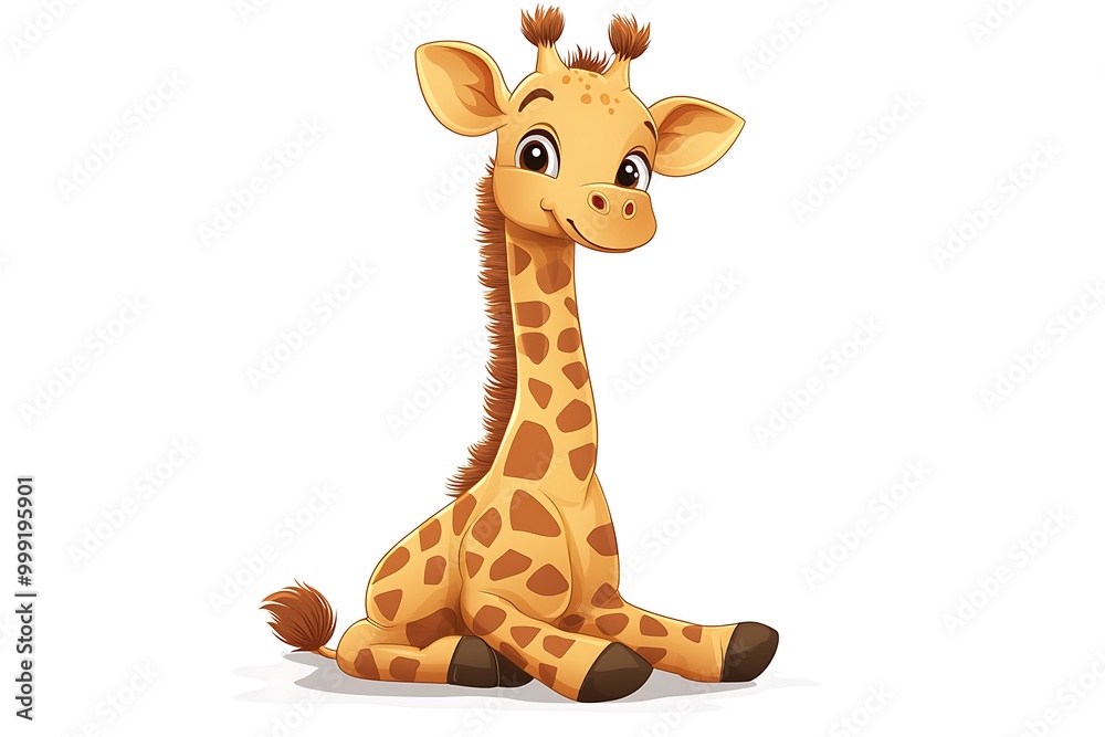 Fototapeta premium happy cute cartoon animal giraffe isolated on white background