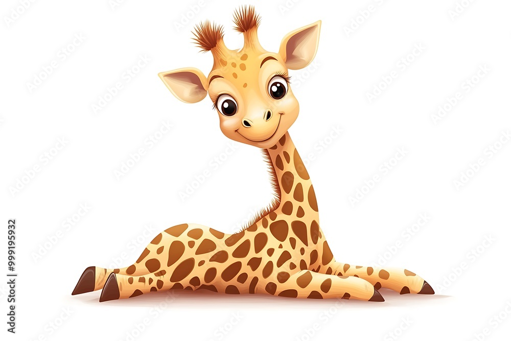 happy cute cartoon animal giraffe isolated on white background happy cute cartoon animal giraffe isolated on white background