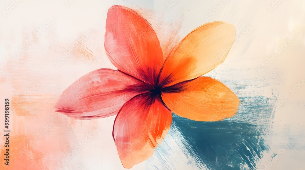 A flower shape in one color made of rough brush strokes with a minimalist abstract style A flower shape in one color made of rough brush strokes with a minimalist abstract style