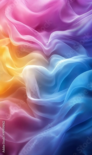 Abstract colorful fabric background with soft flowing folds and vibrant colors.