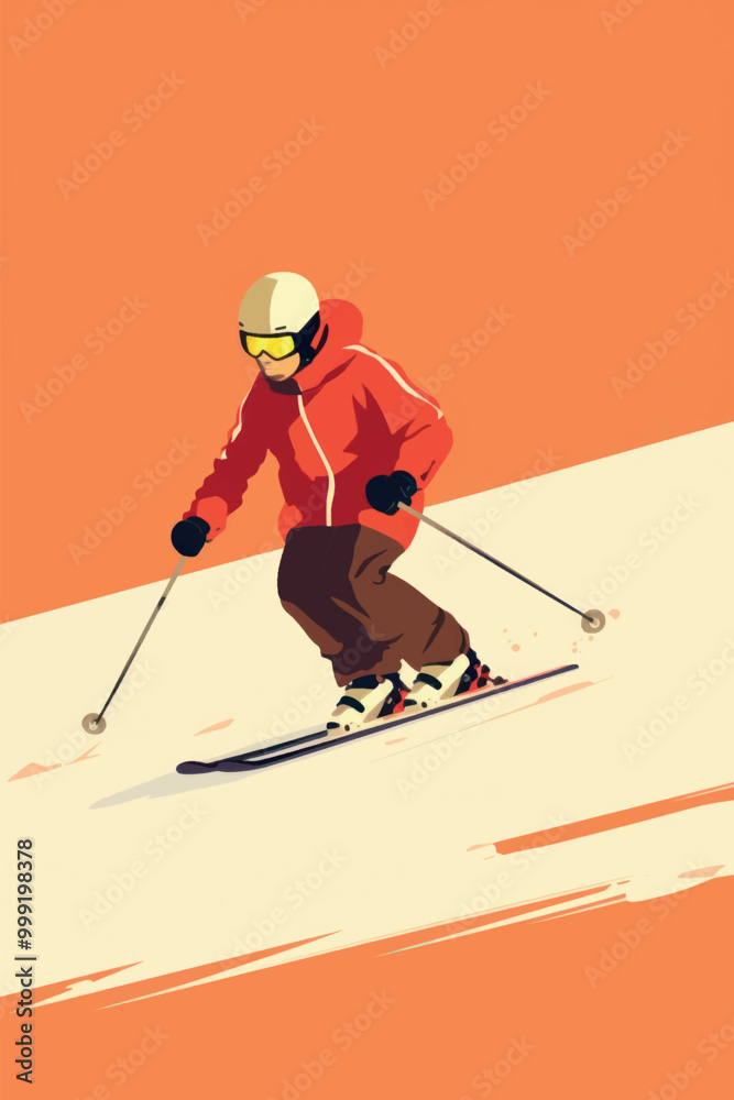 Fototapeta premium Stylized skier in action