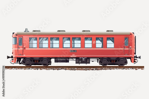 Vintage red train carriage illustration