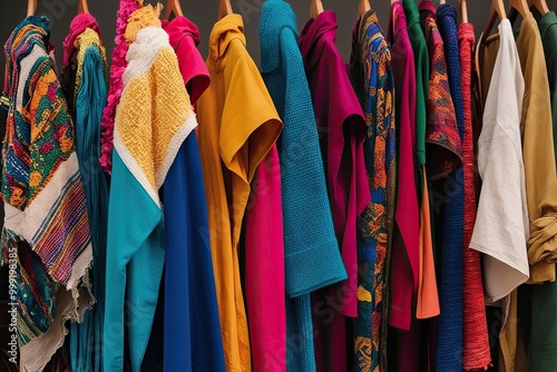 Vibrant Colorful Dirty Clothing Collection with Varied Fabrics