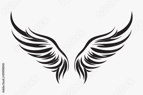 Elegant black angel wings illustration