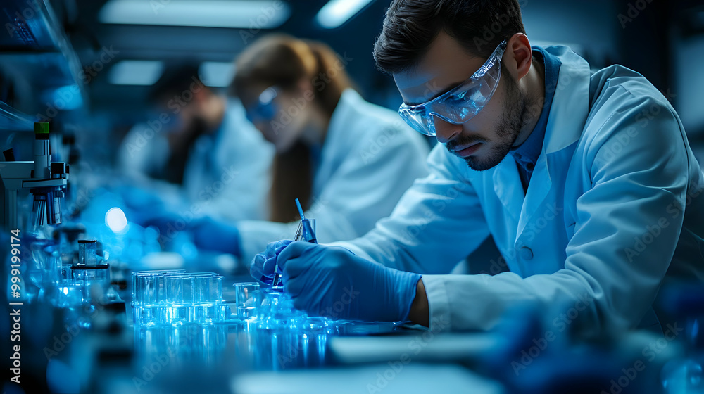 Lab Scientist Working with Chemicals in a Modern Lab Lab Scientist Working with Chemicals in a Modern Lab