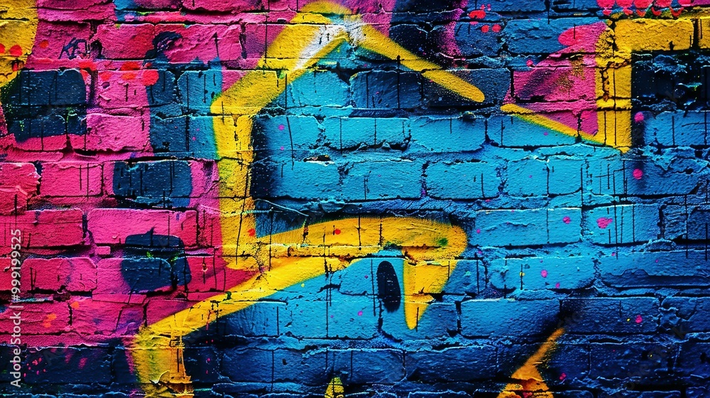 Fototapeta premium Textured Background Wallpaper: Bright Pop Art Graffiti Wall with Vivid Neon Color Palette