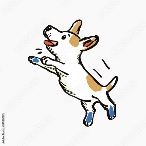 Playful dog jumping high