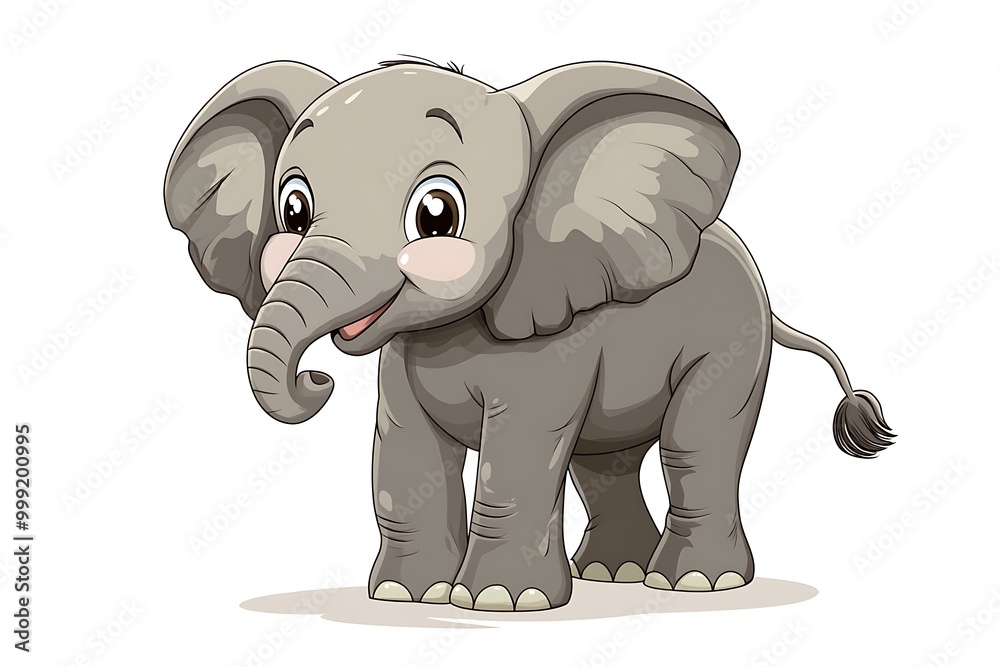 happy cute cartoon animal elephant isolated on white background happy cute cartoon animal elephant isolated on white background