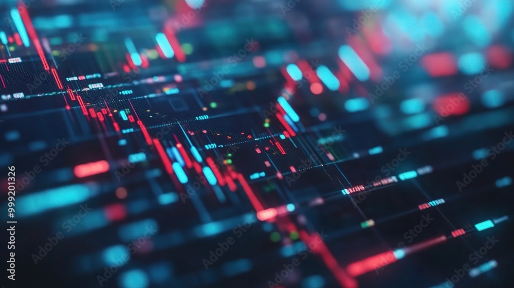 Abstract Digital Data Visualization in Bright Colors
