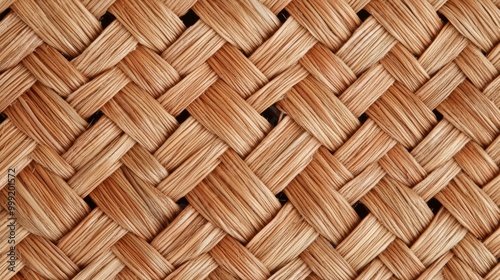 Close-up of a woven natural material with a diagonal pattern.