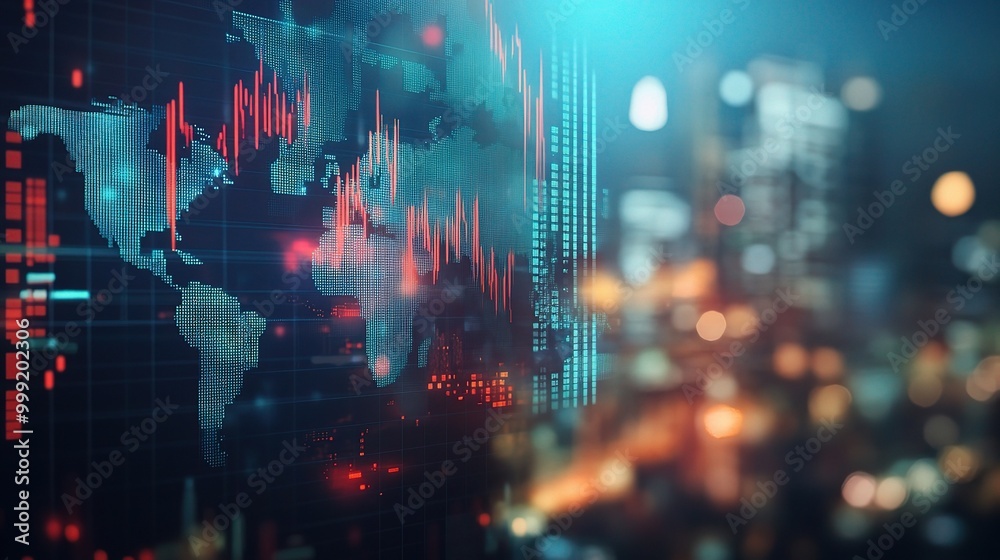 Fototapeta premium Global Financial Data Visualization Concept
