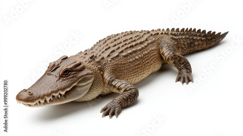 American Alligator Isolated on White Background   Reptile  Wildlife  Wild Animal  Nature photo