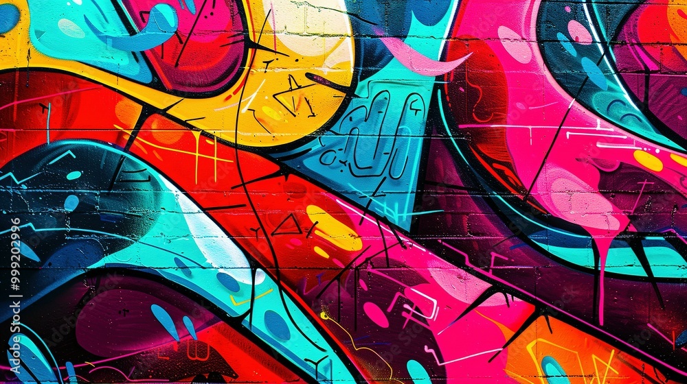 Neon Color Palette Graffiti Wall: Bright Pop Art Textured Background Wallpaper Design Neon Color Palette Graffiti Wall: Bright Pop Art Textured Background Wallpaper Design