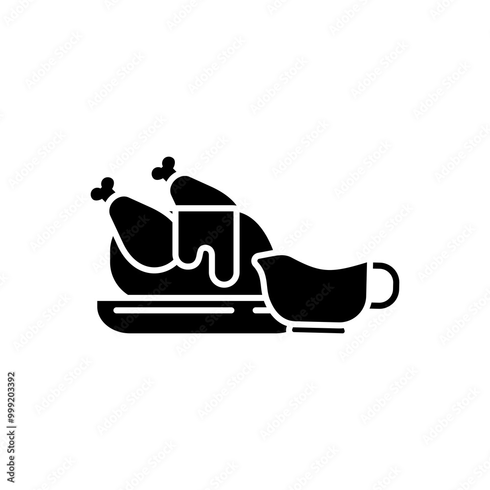 Roast chicken gravy icon, traditional delicious food turkey for Thanksgiving day holiday.perfect for web design, mobile, print, etc. isolated on white background