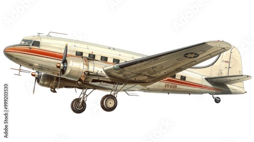 Vintage DC-3 Airplane Illustration