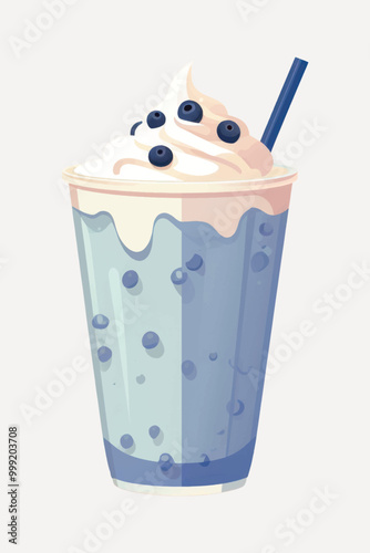 Blueberry milkshake with whipped cream