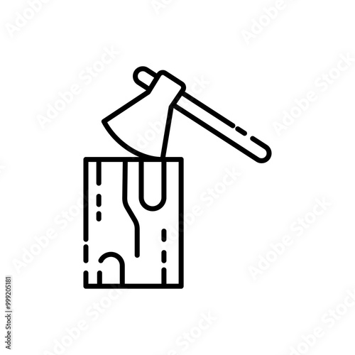 
Ax stuck in firewood.firewood and ax icon.perfect for web design, mobile, print, etc. isolated on white background