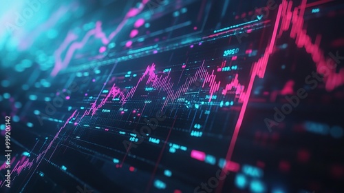 Vibrant Data Visualization of Financial Trends and Analysis