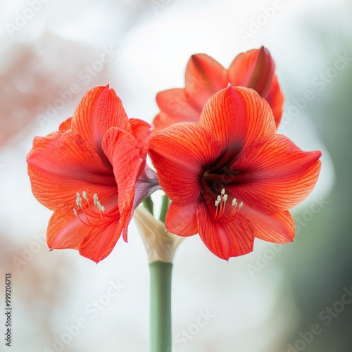 Close-up photo of red amaryllis flowers