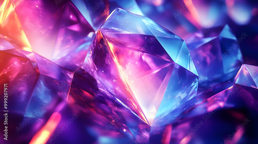 Glowing Purple & Blue Crystal Abstract Background Glowing Purple & Blue Crystal Abstract Background