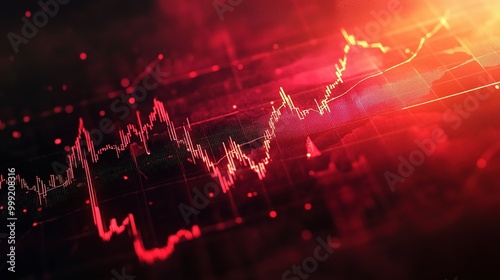 Wallpaper Mural Abstract Financial Data Visualization with Red Lines Torontodigital.ca