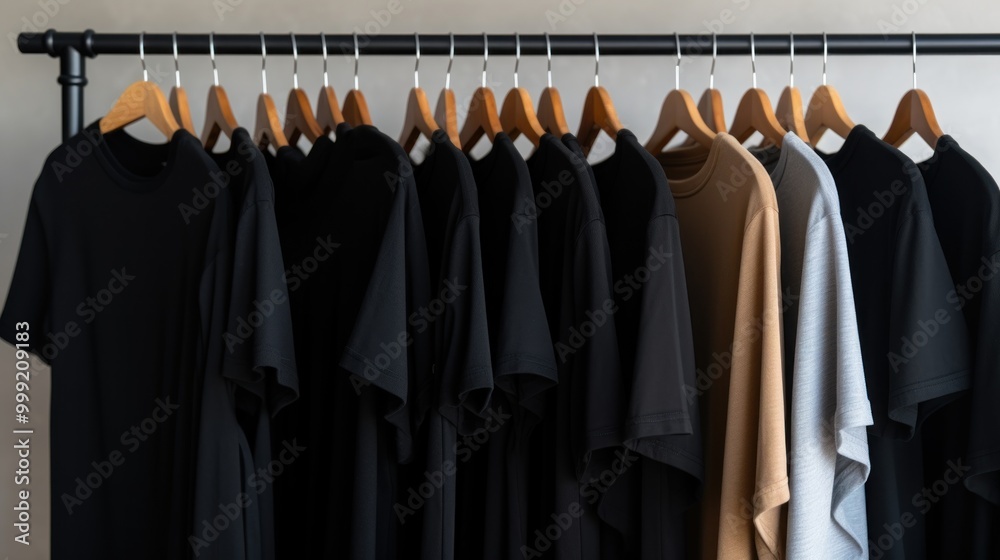 Obraz premium Plain T-Shirts on a Clothes Rack