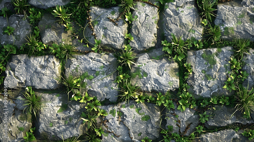 green moss on stone wall texture background. green moss on stone wall texture background.