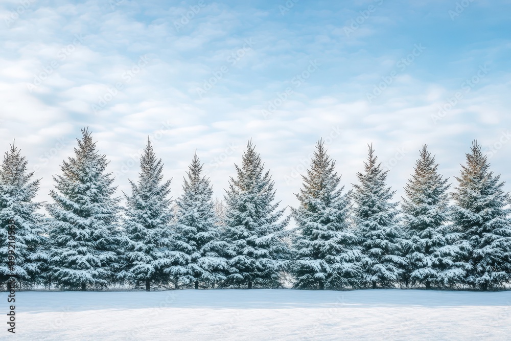 Snowy pine forest landscape Snowy pine forest landscape