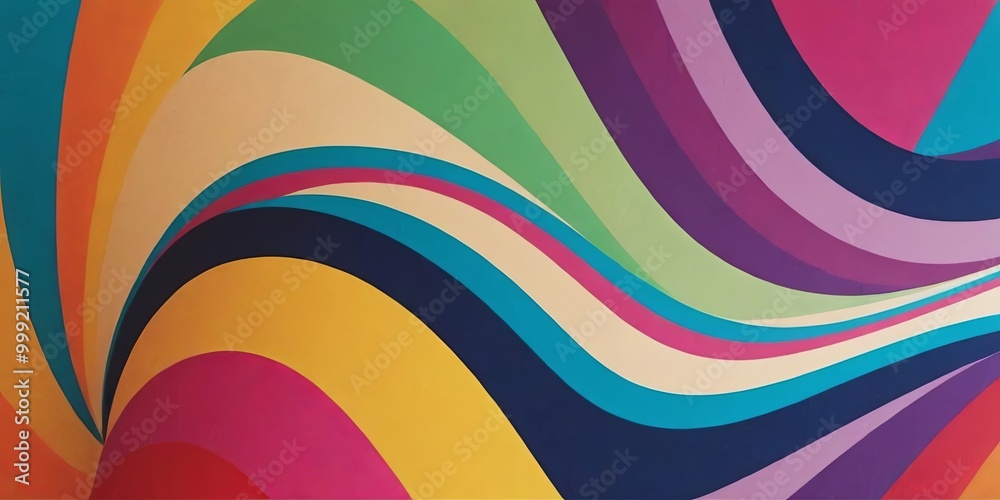 Fototapeta premium A colorful, rainbow-striped background with a blue stripe