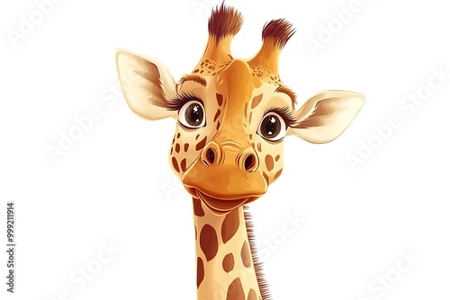 happy cute cartoon animal giraffe isolated on white background