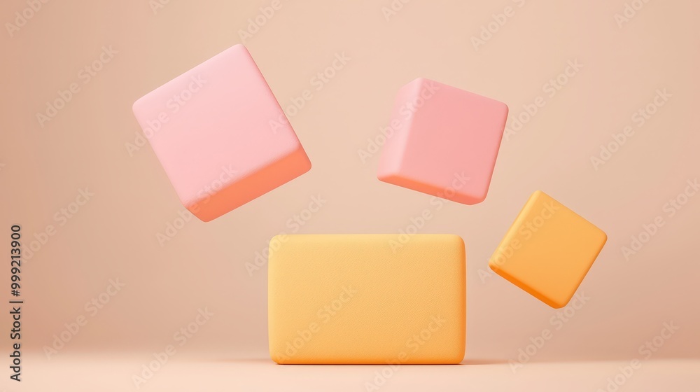 Abstract Geometric Shapes in Pastel Colors 3D Rendering Abstract Geometric Shapes in Pastel Colors 3D Rendering