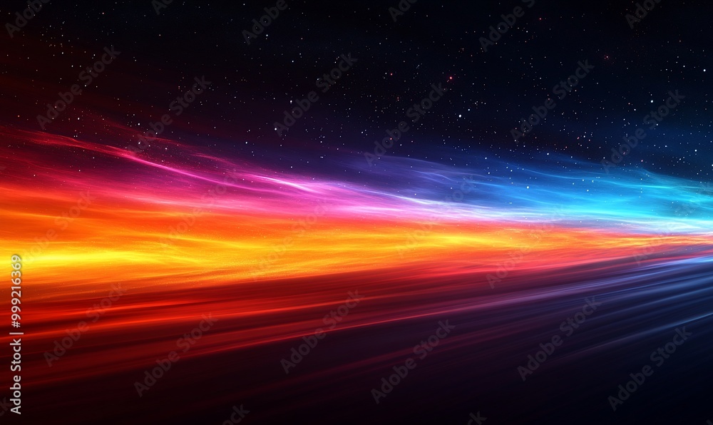 Abstract motion blur background with colorful streaks of light against a starry sky. Abstract motion blur background with colorful streaks of light against a starry sky.