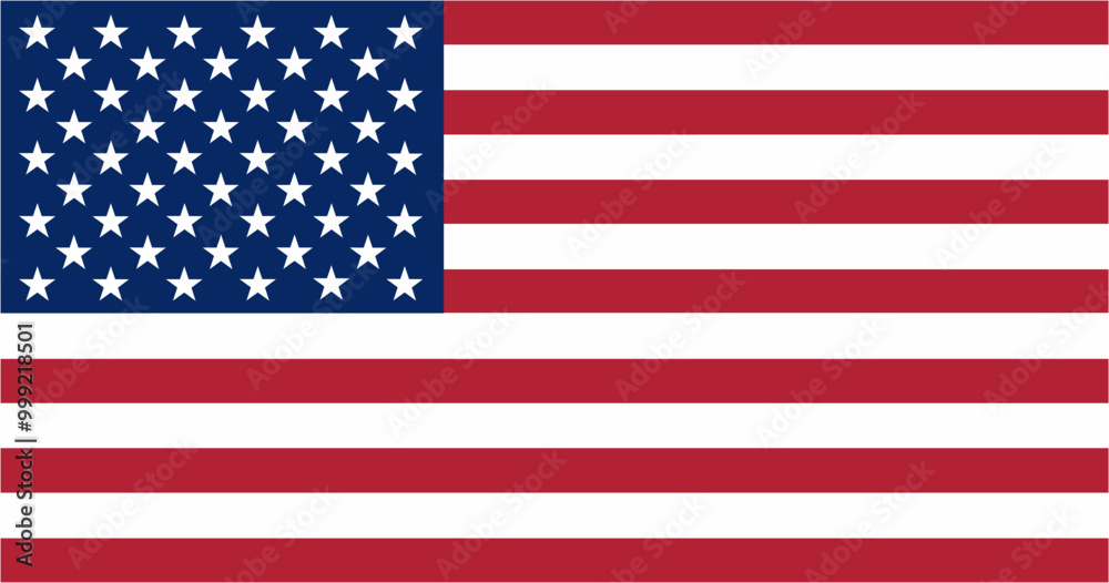 Fototapeta premium United States of America or USA official flag vector with standard size and proportion. National flag emblem with accurate size and colors.