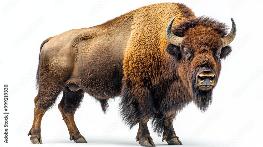 A powerful bison on a white background A powerful bison on a white background