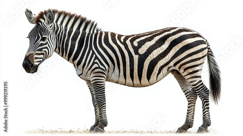 A majestic zebra on a white background