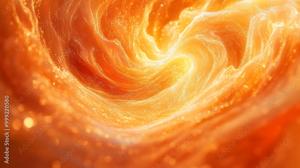 Abstract swirling orange and yellow light background with glowing particles. Abstract swirling orange and yellow light background with glowing particles.