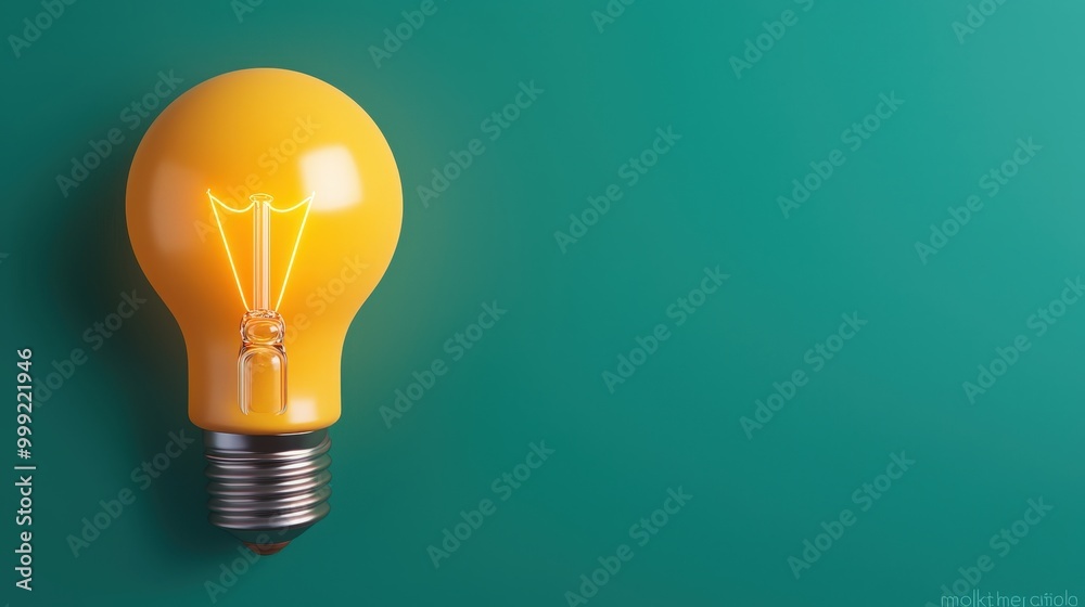 Glowing Light Bulb on Teal Background Inspiration Idea Innovation Success Glowing Light Bulb on Teal Background Inspiration Idea Innovation Success